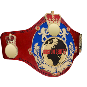 Nouvelle ceinture de champion personnalisée avec emblème de couronne et design globe, ceinture de titre en cuir rouge de qualité supérieure pour les sports - Product Image 2