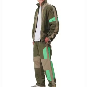 Ensemble de survêtement marron pour homme, manches longues, taille élastique, couleur unie, vêtements de sport décontractés, pour le printemps, respirant, léger, polyester/coton - Product Image 4