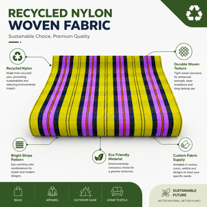 Tissu en bâche de nylon recyclé enduit de PVC, rayé coloré, tissé, écologique, durable, pour sacs, vêtements et usage extérieur - Product Image 6