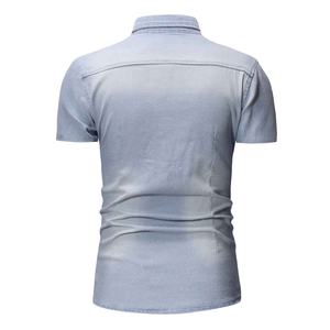 Camisa de mezclilla de alta calidad para hombre, de manga larga, antiarrugas, transpirable, con botones de cuerno oscuros, informal y formal, para cada ocasión. - Product Image 3