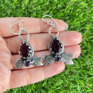 Pendientes Colgantes de Plata de Ley 925 Hechos a Mano con Amatista, Estilo Punk, Joyería para Mujer, Regalo - Product Image 3