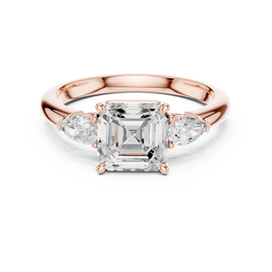 Anillo Triple de Diamantes Cultivados en Laboratorio con Corte Asscher y Pera, Alta Demanda, Disponible en Oro Rosa de 14K, Precio al por Mayor, Fabricante y Proveedor - Product Image 3