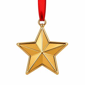 Ornements de Noël suspendus en métal doré, faits à la main, écologiques, finition brillante, forme personnalisée, pour l'intérieur, par Lavie Creations - Product Image 1