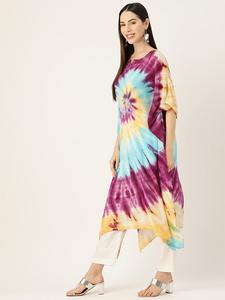 High Quality Designer Rayon <b>Kaftan</b> Tie Dyed Solid <b>Summer</b> Daily Wear Regular Fit O-Neck Best Price by Supplier - Product Image 4