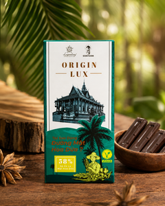 Barre de chocolat noir au nectar de noix de coco 58% avec emballage personnalisé pour souvenirs et cadeaux - Product Image 1