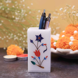 Most Selling Decorative Marble Pen Pencil Holder with Colorful Inlay Design For School & Office Desk Decor Crafts - Product Image 6