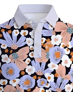 Men's Floral Print Short Sleeve Polo Shirt Casual Breathable Cotton Oxford Fabric Digital Printed Regular Fit - Product Image 3
