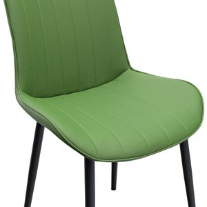 Set di Sedie da Pranzo in Pelle PU Verde Oliva con Motivo a Onde, Senza Braccioli e Gambe in Metallo per Cucina e Ristorante - Product Image 2