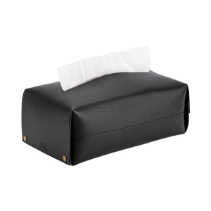 Caja de pañuelos de cuero PU Rectangular moderna, 9,84x5,51x3,86, organizador de tocador de baño con soporte de Metal decorativo - Product Image 1