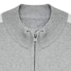 Chaqueta deportiva de punto gris melange con rayas laterales, cierre de cremallera, estilo casual urbano, puños acanalados, tejido suave, estilo atlético unisex, ajuste cómodo Pro - Product Image 3