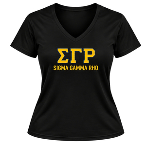 T-shirt de fitness à col en V pour femmes Sigma Gamma Rho, personnalisé, pour sororité grecque, athlétique, à manches courtes, pour entraînement et sport, vente en gros - Product Image 1