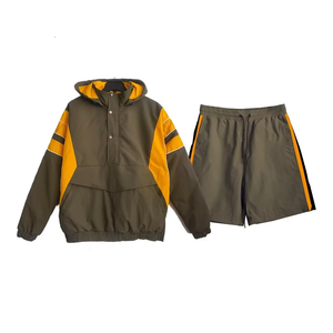 Veste coupe-vent unisexe légère en nylon avec capuche et fermeture éclair, imprimée, décontractée, pour l'extérieur, tenue d'été, ensemble court pour hommes et femmes - Product Image 6