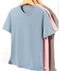 Bangladesh China Factory Price Custom Logo Embroidery OEM 200G Pure Cotton 21 Count <b>Drop</b> Shoulder Crew Neck T Shirt - Product Image 2