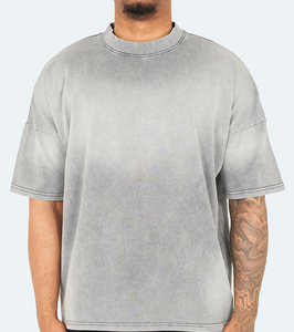 T-shirt Homme Oversize Effet Délavé Coton Lourd Premium Coupe Décontractée Col Rond Manches Courtes Style Décontracté Streetwear Tendance - Product Image 1