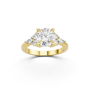 แหวนหมั้นเพชรแล็บโกรว์สำหรับผู้หญิง ทอง 14K ชุบโรเดียม เพชรเม็ดเดี่ยวทรงบริลเลียนท์ ประดับเพชรข้าง ได้รับการรับรองจาก IGI ดีไซน์ทันสมัย - Product Image 5