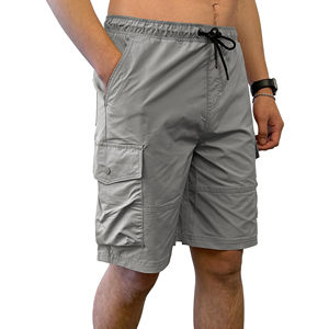 Men's SOLID Color Cargo Shorts Mid Waist Drawstring Closure Bermuda Style Casual Pants Pockets Cotton Material Breathable - Product Image 2