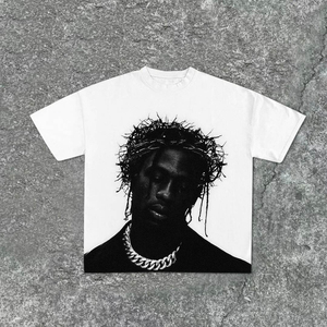 เสื้อยืดพิมพ์ลายผู้ชายไซส์ใหญ่คุณภาพสูง ผ้าฝ้าย 100% ทรงหลวม น้ำหนัก 300 กรัม ระบายอากาศได้ดี แขนสั้น ไม่เป็นขุย - Product Image 2