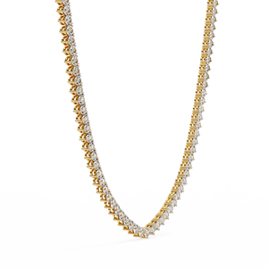 10K 14K 18K Yellow Gold 3 Prong Tennis <b>Necklace</b> Round Cut Lab Grown Diamonds for Elegant Women’s <b>Necklace</b> - Product Image 3