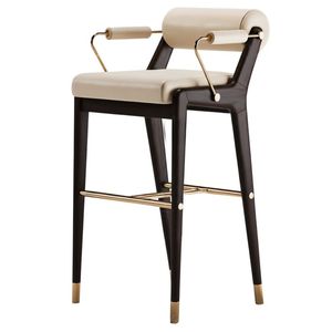 Chaise de bar moderne en cuir avec accoudoirs fixes, structure en fer, base en métal, durable et écologique pour la maison, le bar, l'hôtel, l'utilisation commerciale - Product Image 2