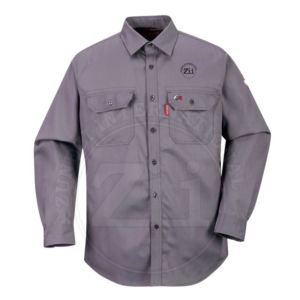 Chemise de travail à manches longues ZUNEZI grise, vêtements de sécurité pour hommes avec logo au dos et patch sur le bras - Product Image 2