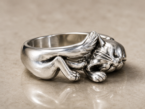 925 Sterling Silver <b>Black</b> Oxidized Dragon Claw Cocktail <b>Ring</b> with Moissanite Bezel Setting - Product Image 1