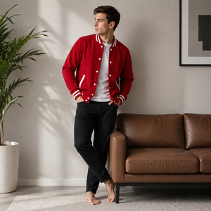 Durable varsity jacket <b>crafted</b> with fashionable sporty character and soft comfort for practical stylish daily outerwear use - Product Image 4