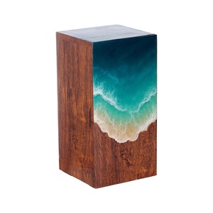 Urna Funeraria Artesanal de Madera de Palisandro con Resina de Ola Oceánica, Recuerdo Conmemorativo - Product Image 1