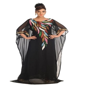 Vestido largo árabe abaya de Singapur, bordado y piedra para mujer musulmana, venta al por mayor, 2023 - Product Image 1