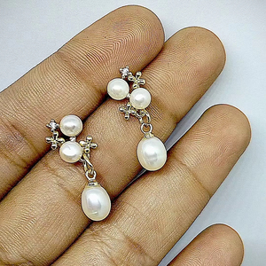 Luxury Freshwater Pearl Drop <b>Earrings</b> for Women <b>Gold</b> Plated Floral <b>Dangle</b> <b>Earrings</b> Elegant Bridal Party Jewelry Wholesale - Product Image 2