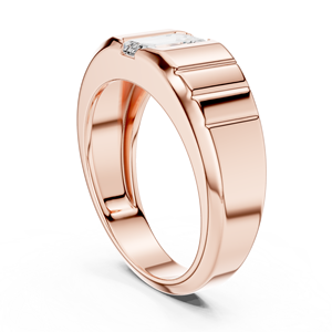 Anillo de Boda de Oro Rosa para Hombre con Diamante Cultivado en Laboratorio, Corte Esmeralda, Engaste Solitario, Diseño Moderno y Lujoso - Product Image 4