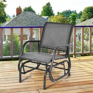 <b>Single</b> Outdoor <b>Swing</b> Glider Rocking Chair with Armrest for Garden Use - Product Image 5