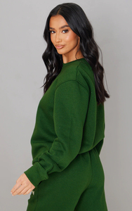 Ensemble de survêtement décontracté imprimé de grande qualité 100 % coton pour femme avec strass scintillants, collection automne-hiver, deux pièces, tenue de détente - Product Image 4