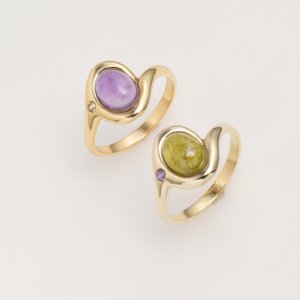 Natural <b>Peridot</b> Oval <b>Ring</b> Gold Tone Vintage Style <b>Ring</b> Hand Engraved Band Elegant Minimal Designer <b>Ring</b> for Women Gift - Product Image 2