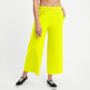 Pantalon large taille haute pour femme, longueur mollet, 100 % coton respirant, coupe ample, poches latérales, style printemps - Product Image 3