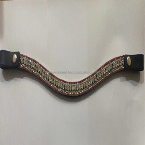 Cristales de marca multicolor de alta calidad, 5 filas, banda de cuero, mega ostentosa, para cejas de caballo, hecho en la India - Product Image 4