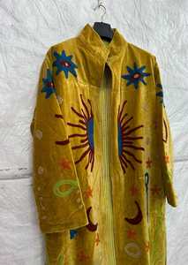 Manteau long en velours pour femme, motif Soleil Lune Étoile, broderie Suzani céleste, vêtement d'extérieur de festival, manteau long élégant - Product Image 5
