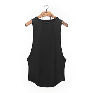 Débardeur noir sans manches pour homme, col rond, tricoté, couleur unie, vêtements de fitness décontractés, 100% coton, débardeur pour homme, fitness, musculation - Product Image 1