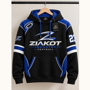 Sweat-shirt à capuche sportif noir et blanc à motif éclaboussures, personnalisé et cousu sur mesure, vente en gros directe de l'industrie Ziakot - Product Image 3