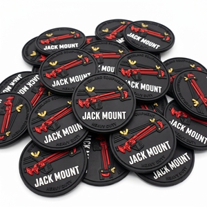 Fournisseur en gros : Badges de récupération en PVC à fixation Jack Mount, Emblèmes ronds en silicone pour vêtements de travail tout-terrain, Direct usine - Product Image 1