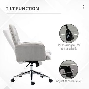 Sedia da Ufficio Moderna in Tessuto di Lino Grigio Chiaro Trapuntato, Altezza Regolabile, Schienale Medio, Base in Nylon Certificata BIFMA - Product Image 5