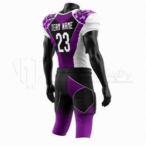 Ensemble d'uniformes de football américain personnalisés, violet et noir, maillot d'équipe et pantalon rembourré, sublimation, OEM, vente en gros - Product Image 5