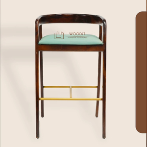 100% Solid Wooden With Leather Upholstery Cushion Modern Mid-Century Style Bar <b>Stool</b> Tapered Legs Stability Home Bar High Chairs - Product Image 1