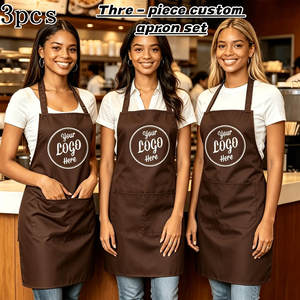 3Pcs Custom Personalized 100% Cotton Jersey Short Sleeve Unisex Chef Apron Set Snap Closure Digital Print Restaurant Bar Use - Product Image 2