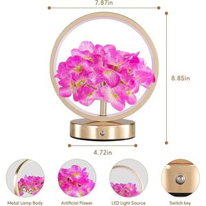 Rechargeable Cordless 3 Way Dimmable <b>Small</b> Night <b>Light</b> Hydrangeas Flower Touch Lamp Birthday Gifts for Women Mom Table Lamps - Product Image 4