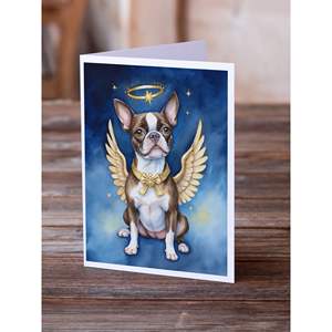 การ์ดอวยพร A7นางฟ้าบอสตันเทอร์เรียแปลกๆ8ใบพร้อม5x7ขนาดซองจดหมาย - Product Image 2