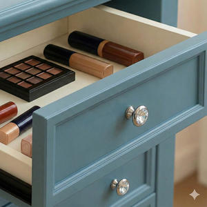 Tiradores de Muebles de Acrílico Transparente con Base de Aleación de Zinc Plateada, Diseño Tradicional para Uso en Hoteles, Decorativos para Cajoneras, Armarios y Puertas - Product Image 6