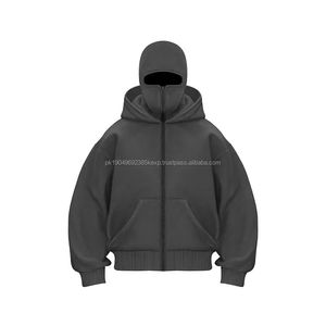 Sudadera con Capucha Balaclava Personalizada para Hombre, 100% Algodón Grueso, Talla Grande, Capucha Doble con Cremallera, Hombros Caídos - Product Image 4