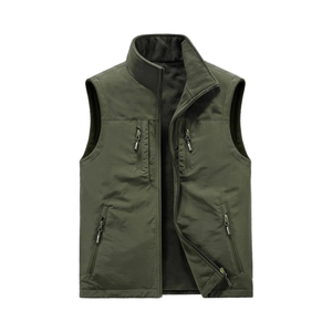 Chaqueta de trabajo de otoño e invierno para hombre, chaleco multibolsillo acolchado grueso, camiseta interior de lona con cuello levantado para actividades al aire libre - Product Image 1