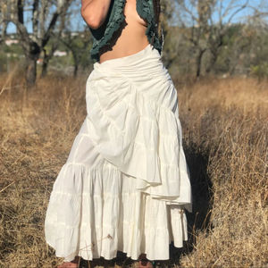 Falda Cruzada de Algodón Fluida para Mujer, Asimétrica con Volantes, Maxi, para Verano, Festivales, Playa, Fiestas, a Precio de Mayoreo - Product Image 1