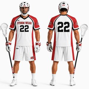 Ensemble de maillot et short de lacrosse personnalisé pour hommes, grande taille, sublimé, respirant, léger, 100% polyester, manches courtes - Product Image 4
